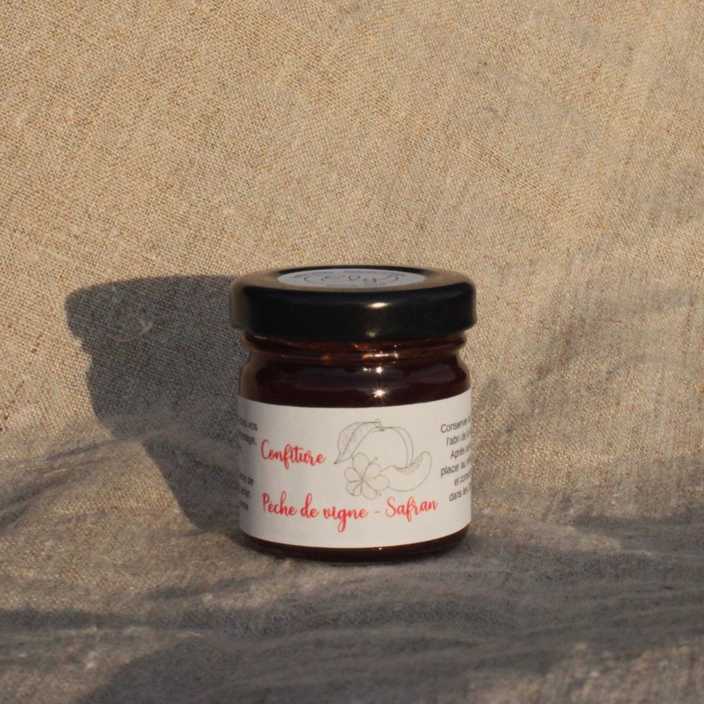 Confiture pêche de vigne et safran - Pot de 40 g